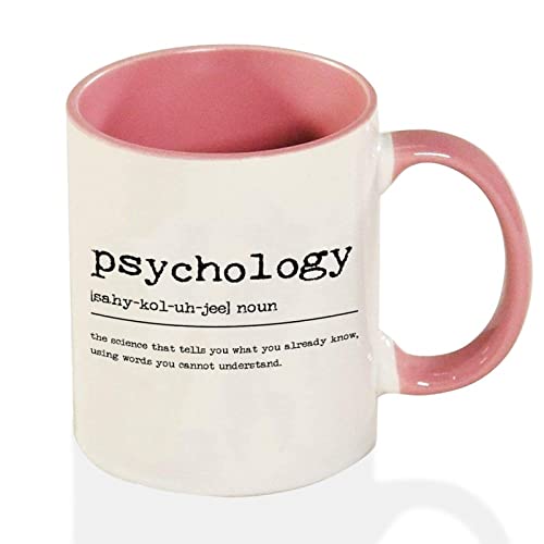 Zweifarbige rosa Tasse Psychologie-Kaffeetasse, Psychologie-Definition, lustige Kaffeetasse, Teetasse, Geschenk, 325 ml von Funlucy