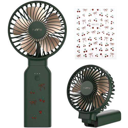 Funme Handventilator 3 in 1 Tischventilator Tragbarer Lüfter mit 53 Stunde 9000 Aufladbarer Batterie Multifunktion 4 Stufen Faltbarer Persönlicher Notladelüfter Exquisit für Camping Zuhause Grün von Funme