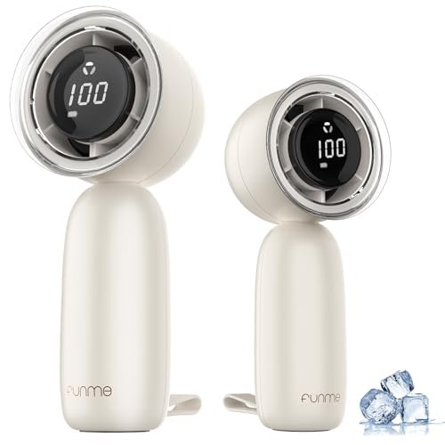Funme Tragbarer Turbo Handventilator, 3000Akku Einstellbare Geschwindigkeit(1-100),Turbo-Mini-Ventilator,Wiederaufladbarer, Exquisite Muschel von Funme