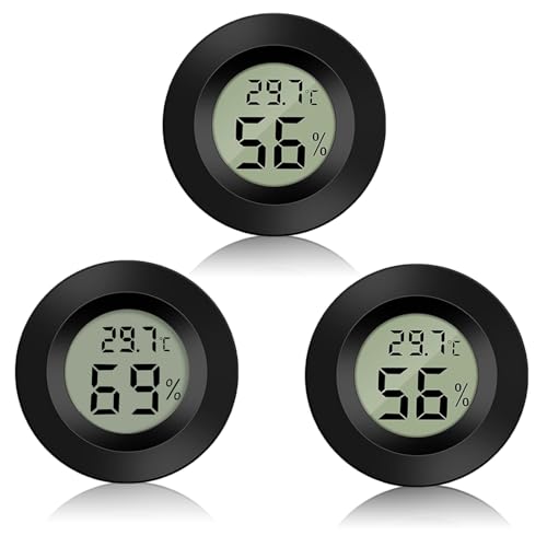 Funmo 3 PCS Mini Hygrometer Thermometer, Mini Digital Hygrometer Gauge Indoor Thermometer, Digital Hygrometer Thermometer for Humidifiers Greenhouse Reptile Plant Humidors -50°C~+70°C von Funmo