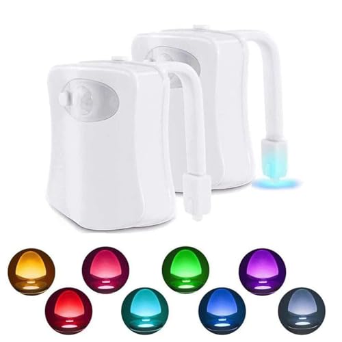 3 Stück LED Toilettenlicht Nachtlicht, 8 Farben Toilettenlicht mit Bewegungsmelder, WC-Sitzlampe für Badezimmer mit Projektorlampe zum Toilettenbeleuchtung von Funmo