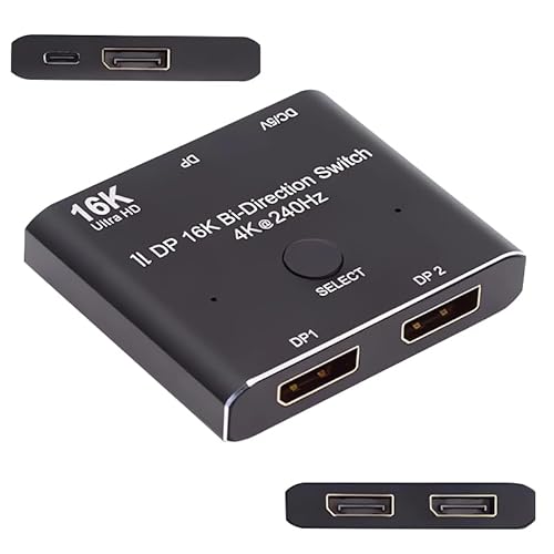 Displayport 16K Bi-Direction 2x1 16K@60Hz 4K@240Hz 2 in 1 Out 1 in 2 Out Switch Converter for Multiple Source and displays von Funmo