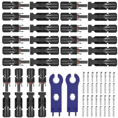 Funmo 16 Paar Solarstecker, IP67 Stecker Solarpanel, Männlich/Weiblich Solarpanel Kabelstecker, Solar Verbinder für 2.5/4/6mm² Solarpanel PV Kabel, Solarpanel Stecker kabel mit Schraubenschlüssel von Funmo