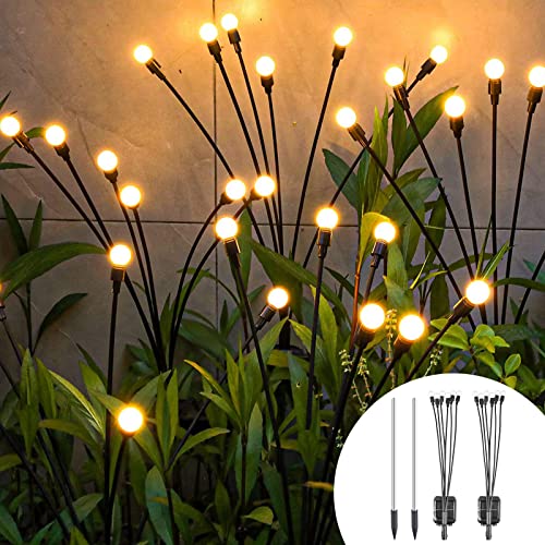 Solarlampen für Außen Garten, 2 Stück 6 LED Glühwürmchen Solarleuchten Außen Beleuchtung Glühwürmchen Licht IP65 Wasserdicht Solarleuchten Weihnachtsdeko Für Fußweg Yard Patio Walkway Decor von Funmo