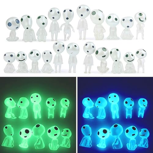 Funmo 20 Stück Baum Elfen Figuren, Miniatur leuchtende Elfentür Puppe, Anime Gartenfiguren Deko, Mini Harz Glow in Dark Tree Ghost Figuren für Garden Micro Landschaft Sukkulenten Topf Schlafzimmer von Funmo