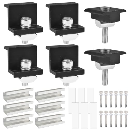 Solarmodul Halterung Kit, 12cm Schienen Zubehör, Schwarz Verstellbar Halterung 30-35mm, Solarmodul Halterung PV Halterung Flachdach für Flachdach Trapezdach von Funmo