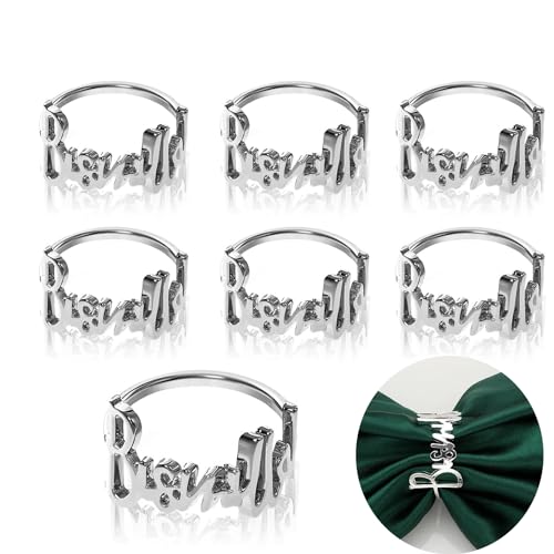 Funmo 6 Stück Serviettenringe,Bismillah Serviettenringe Set, Alphabet Metall Serviettenschnallen, Wiederverwendbar AushöHlen Serviettenringe für Hochzeit Party Jubiläum Geburtstag (Silber) von Funmo