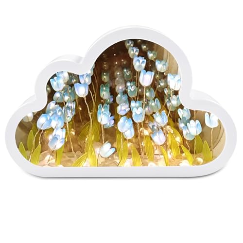 Funmo DIY Tulpe Nachtlicht,Wolke Tulpe Lampe,Lampe in Wolken Design,Mirror Cloud Shaped Tulip Lamp,Tulpen Lampe in Wolken Design,Blumen-LED-Nachtlichter für Schlafzimmer,Tulip Cloud Schreibtischlampe von Funmo