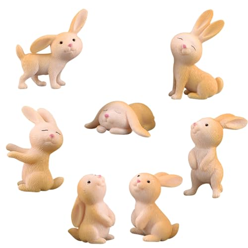 Funmo Mini Hase Figuren Harz Osterhase Kaninchen Miniatur ​Figur Puppenhaus Feengarten Mikrolandschaft Ostern Mini Hase Deko für Frühling Festival Party Dekoration Desktop Ornament von Funmo