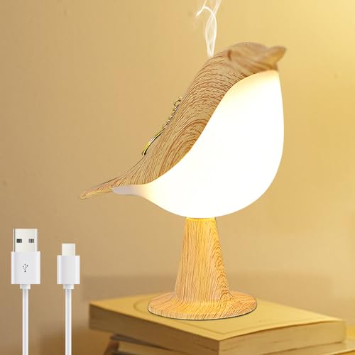 Funmo Nachttischlampe Touch Dimmbar, 3 Modi USB LED Akku Tischleuchte Vogel Leselicht, Nachtlicht Kinder Baby Schreibtischlampe mit Aromatherapie für Schlafzimmer (Warmweißes Licht) von Funmo