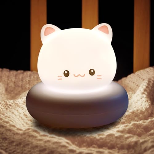 Funmo Nachttischlampe Touch Dimmbar Stilllicht Baby, Tragbar LED Akku Tischleuchte Katze Leselicht, Nachtlicht Kinder Baby Schreibtischlampe für Schlafzimmer, Warmweißes Licht von Funmo