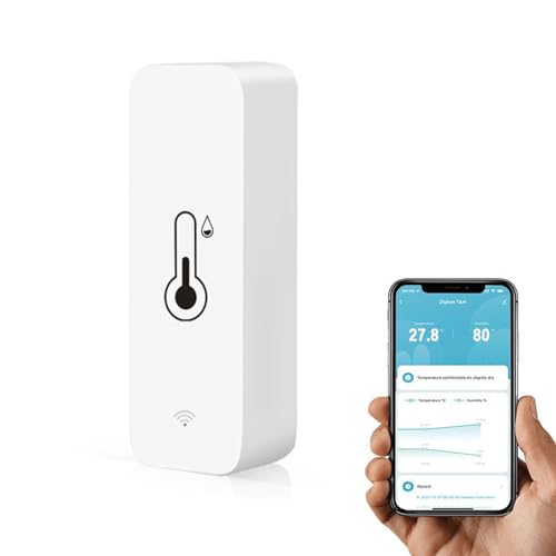 Funmo WiFi Thermometer Hygrometer, WLAN Temperatur und Luftfeuchtigkeitssensor, Innenraum Thermomete und Hygrometer mit App-Benachrichtigung und Datenspeicherung, funktioniert mit Tuya App von Funmo