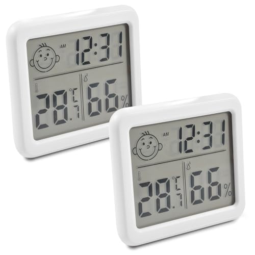 2 Stück luftfeuchtigkeitsmesser Thermometer Innen Mini LCD Digital Thermometer Hygrometer Gauge für Babyzimmer Seniorenzimmer Arbeitszimmer Weinkeller usw von Funmo