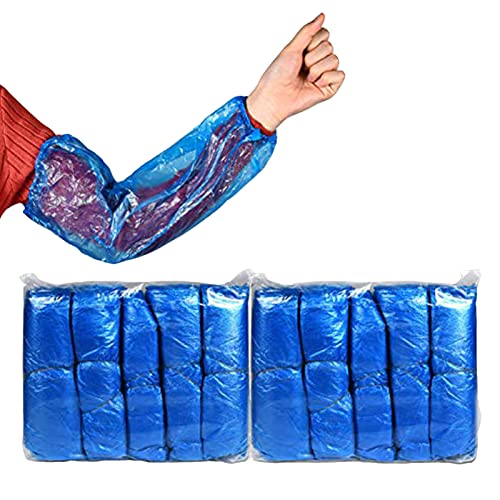 Funmo PE Ärmelschoner,200 Stück Einweg Arm Ärmel,Einweg Ärmelüberzüge mit Elastischem Ende zum Schutz Der Arme,schützt Kleidung sowie Haut vor Schmutz(Blau) von Funmo