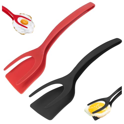 2-in-1 Spiegelei Doppelspatel,2 PCS Nylon Antihaft Eierwender & Pfannkuchen Spatel Hitzebeständiger Küchenhelfer zum Braten von Steak Fisch Spiegelei und Pfannkuchen 31cm Spatel mit Griff von Funngy