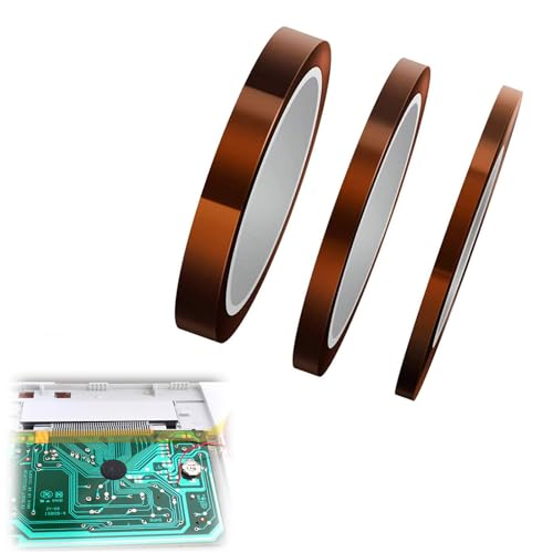 Funngy Hitzebeständiges Klebeband,3 Rollen Kapton Tape Polyimid Hitzebeständig Elektro Elektronik Isolierband Hohen Temperaturen Hochtemperatur Band für Sublimations Wellenlöten 3D Drucker 5/10/15mm von Funngy