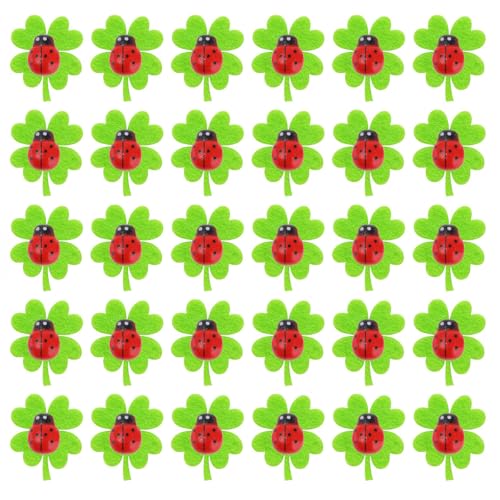 Mini Marienkäfer Ornamente,100 PCS Hölzerne Marienkäfer und Filz Glücksklee Mini Holz Marienkäfer Kleeblatt Deko Marienkäfer für DIY Handwerk Geschenk Scrapbook Home Party Dekoration von Funngy