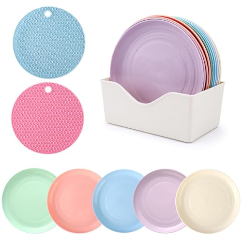 Katzennapf,10 PCS Katzennapf Flach Kätzchen Napfset Bunt Katzen Napfset Futternapf Katze Flach mit Box Runden Katzennapf Katzenfutter Napf für Kätzchen und Kurzbeinige Katzen von Funngy