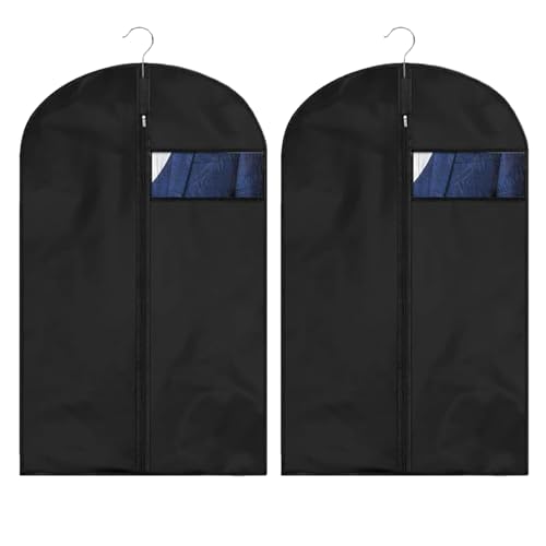 Kleidersack Anzug Schutzhülle,2 PCS Kleidersack für die Aufbewahrung Anzugtasche Herren Atmungsaktiver Stoff Kurz mit Klarem Fenster für Anzug Mantel Jacke Hemden von Funngy