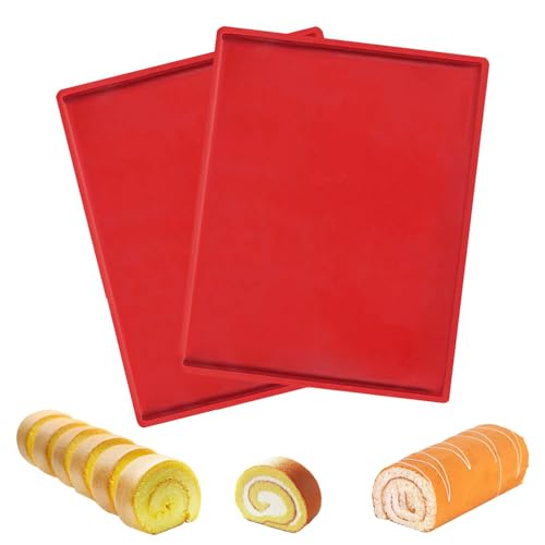 Silikon Backmatte,2 PCS Flexibles Silikon Backblech Silikon Backblech Backmatte Backblech Antihafte Backunterlage Rollmatte Antihaftbeschichtet Backblech für Backen Kochen Kuchen Brot Kekse von Funngy
