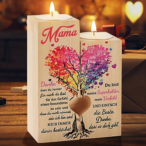Funnli Muttertagsgeschenk, Kerzenständer Mit Texten Muttertagsgeschenke für Mama, Beste Mama Geburtstag Geschenk, Geschenke für Mama, Geburtstagsgeschenk für Mama Mutter von Funnli