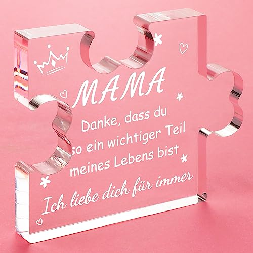 Funnli Muttertagsgeschenk, Gravierter Acrylblock Muttertagsgeschenke für Mama, 3,35 x 2,76 Zoll Tischdekoration Geschenke für Mama, Geburtstagsgeschenk für Mama Mutter von Funnli