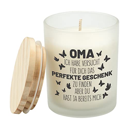 Funnli Oma Geschenk, Duftkerze im Frostglas Geschenke für Oma, Muttertagsgeschenk für Oma, Oma Muttertag Geschenk, Oma Geburtstagsgeschenk, Geschenk Oma Geburtstag von Enkelin Enkeln von Funnli