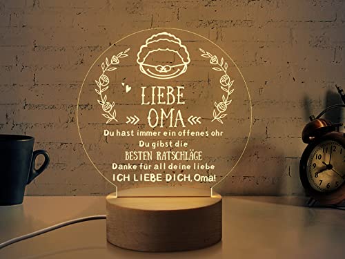 Funnli Oma Geschenk, LED Nachtlichter Muttertagsgeschenk Geburtstagsgeschenk für Oma, Nachttischlampe Oma Geschenke zum Geburtstag, Du Wirst Oma Geschenk von Funnli