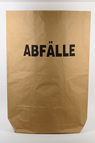 120l Papiermüllsäcke, braun, 2-lagig, 700x950+220mm Druck "Abfälle", 25 Stück von Funny