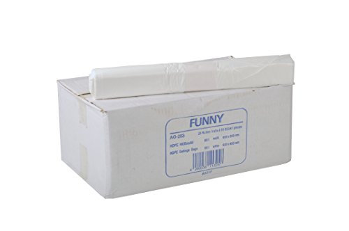 Funny HDPE Müllbeutel, 38.5 x 24.5 x 85 cm, weiß, circa 90 l, 1er Pack (1 x 1000 Stück) von Funny