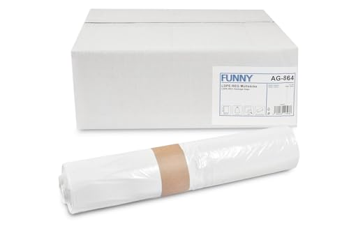 Funny HDPE Müllbeutel, 38.5 x 24.5 x 85 cm, weiß, extra, circa 90 l, 1er Pack (1 x 360 Stück) von Funny