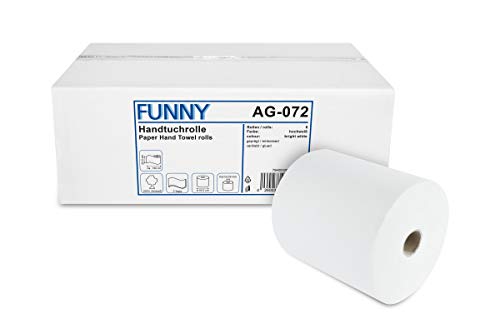 Funny Handtuchrolle mit Spezialkern, für Markenfreie Spendersysteme, 2 lagig hochweiß, 20 cm, ca 130 m, 4er Kern, 1er Pack (1 x 6 Stück) von Funny