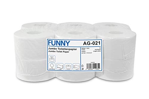 Funny Jumbo - Toilettenpapier 2 lagig, hochweiß, Durchmesser circa 18 cm, 1er Pack (1 x 12 Stück) von Funny
