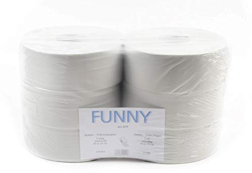 Funny Jumbo - Toilettenpapier 2 lagig Recycling weiß, Durchmesser circa 25 cm, 1er Pack (1 x 6 Stück) von Funny