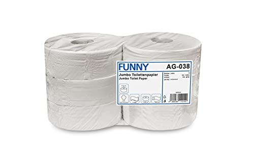 Funny Jumbo - Toilettenpapier 2 lagig Recycling weiß, Durchmesser circa 28 cm, 1er Pack (1 x 6 Stück) von Funny