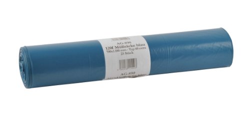 Funny LDPE Müllsäcke, 700 x 1100 mm - Typ 60 extra, blau, circa 120 L, 10er Pack (10 x 25 Stück) von Funny