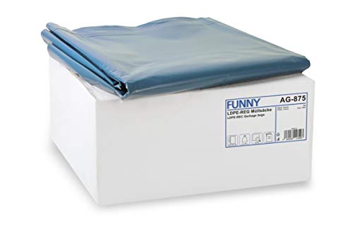 Funny - Recycelte Müllbeutel in Blau; reißfeste Müllsäcke 240l extra stark, Typ 80, lose, 1er Pack (1 x 100 Stück) von Funny