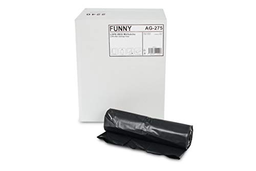 Funny LDPE-Regenerat Müllsäcke, schwarz, gerollt, 240 l, Typ 100, 1er Pack (1 x 75 Stück) von Funny