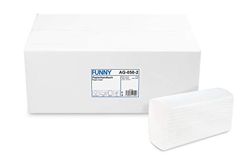Funny Papierhandtuch, Z-Interfold, 20.6 x 24 cm, gefaltet 8,5 cm tief, 2lag, hochweiß, 3750 Blatt, 1er Pack (1 x 1 Stück) von Funny