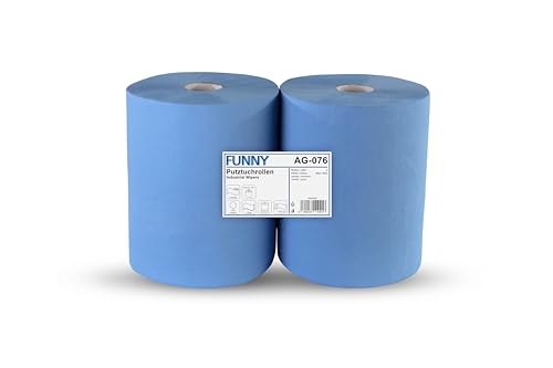 Funny Putzpapierrollen, 2 lagig, blau, circa 36 cm, 1000 Blatt, 1er Pack (1 x 2 Stück) von Funny