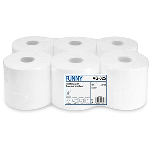 Funny Toilettenpapier - Innenabwicklung, 2-lagig hochweiß, 1er Pack (1 x 6 Stück) von Funny