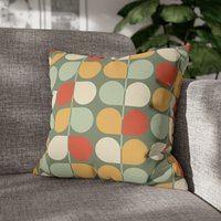 Retro Kissenbezug Grün Mid Century Kissen Blumen Stiel Blatt Geometrisch Skandinavisch Abstrakt Dekokissen Multicolor Dekor 60Er Jahre von FunnyPrintsArt