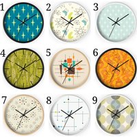 Wanduhr Mid Century Modern 50Er 60Er Retro Mcm Dekor Petrol Grün Weiß Atomic Starbust von FunnyPrintsArt