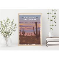 Arizona Reise Poster, Wandkunst, Wanddekoration, Kaktus Druck, Wüste Saguaro Kaktus, Tal Der Sonne, Southwestern von FunnyStitchesCo