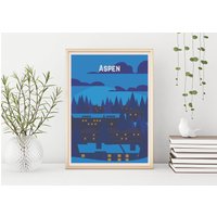 Aspen Travel Poster, Skiing Print, Retro Colorado Art, Mountain House Deco, Ski Resort Elk Mountains, Centennial State, Geschenk von FunnyStitchesCo