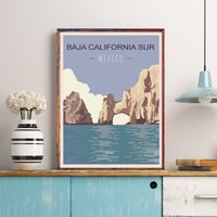 Baja California Sur Travel Poster, Cabo San Lucas Print, Mexiko Kalifornien Halbinsel, Kunstwerk, Der Bogen, Kunstdruck von FunnyStitchesCo