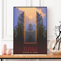 Bali Reiseposter, Pura Lempuyang, Indonesien Wandkunst, Print, Retro Poster, Asien Druck, Flitterwochen Souvenir, Tor Zum Himmel von FunnyStitchesCo