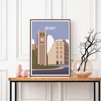 Beirut Reiseposter, Libanon Wanddekor, Naher Osten, Corniche, El Manara Libanon, Kunstdruck, Stadtbild, Geschenk von FunnyStitchesCo