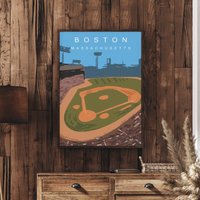 Boston Travel Poster, Massachusetts Fenway Stadium, Harbour, Usa Mass, Celtics, Art von FunnyStitchesCo