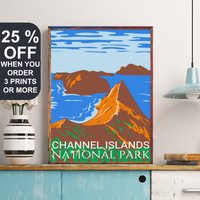 Channel Islands National Park Travel Poster, Anacapa Island Print, Kalifornien Usa Kunstdruck, California Art, Nationalpark Druck, Poster von FunnyStitchesCo